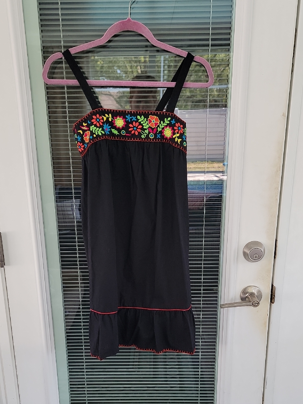 Xhilaration Black Embroidered Cotton Sundress Top Sz S Smocked Back